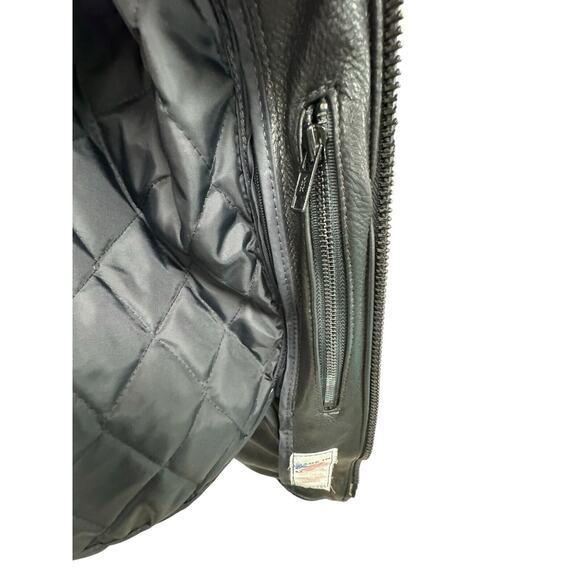 Drag Specialties Black Leather Motorcycle Jacket Weave Size 38 Fit Large - Picture 10 of 13
